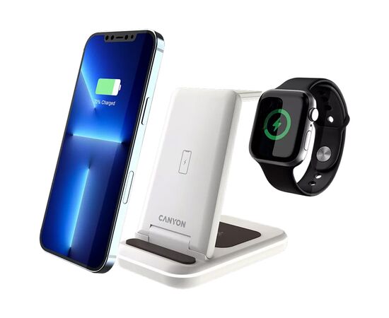 Зарядное устройство Canyon WS-304 Foldable 3in1 Wireless charger Cosmic Latte (CNS-WCS304CL), изображение 7 Зарядное устройство Canyon WS-304 Foldable 3in1 Wireless charger Cosmic Latte (CNS-WCS304CL), изображение 7