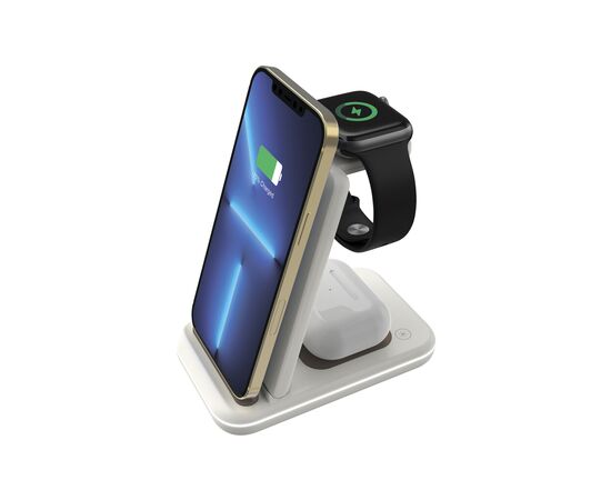 Зарядний пристрій Canyon WS-304 Foldable 3in1 Wireless charger Cosmic Latte (CNS-WCS304CL)
