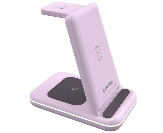 Зарядное устройство Canyon WS-304 Foldable 3in1 Wireless charger Iced Pink (CNS-WCS304IP), изображение 3 Зарядное устройство Canyon WS-304 Foldable 3in1 Wireless charger Iced Pink (CNS-WCS304IP), изображение 3