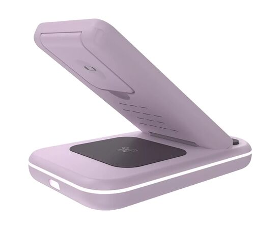Зарядное устройство Canyon WS-304 Foldable 3in1 Wireless charger Iced Pink (CNS-WCS304IP), изображение 4 Зарядное устройство Canyon WS-304 Foldable 3in1 Wireless charger Iced Pink (CNS-WCS304IP), изображение 4
