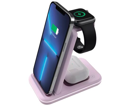 Зарядное устройство Canyon WS-304 Foldable 3in1 Wireless charger Iced Pink (CNS-WCS304IP), изображение 8 Зарядное устройство Canyon WS-304 Foldable 3in1 Wireless charger Iced Pink (CNS-WCS304IP), изображение 8