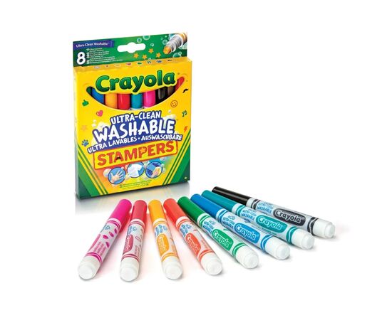 Фломастеры Crayola Набор Ultra-Clean Washable с мини штампами 8 шт (256343.012)