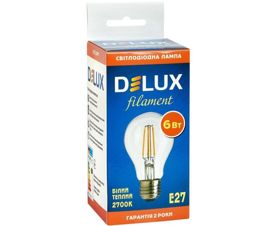 Лампочка Delux BL 60 6Вт filam.2700K (90003722), изображение 2 Лампочка Delux BL 60 6Вт filam.2700K (90003722), изображение 2