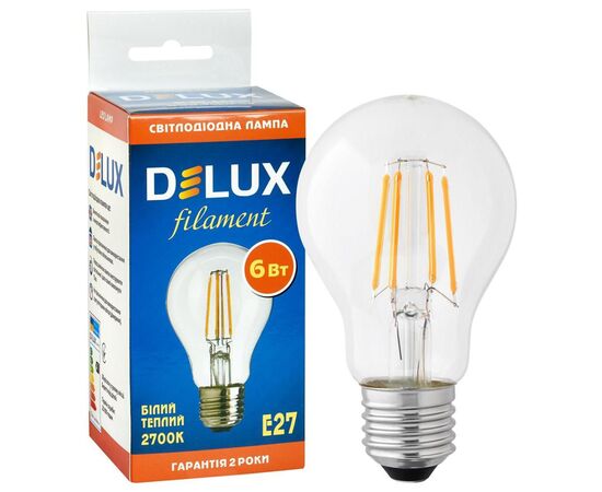 Лампочка Delux BL 60 6Вт filam.2700K (90003722), изображение 3 Лампочка Delux BL 60 6Вт filam.2700K (90003722), изображение 3