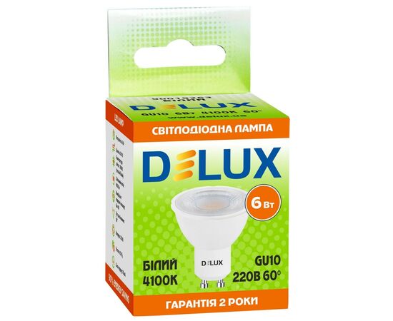 Лампочка Delux 6Вт 4100K 220В GU10 (90019263), изображение 2 Лампочка Delux 6Вт 4100K 220В GU10 (90019263), изображение 2