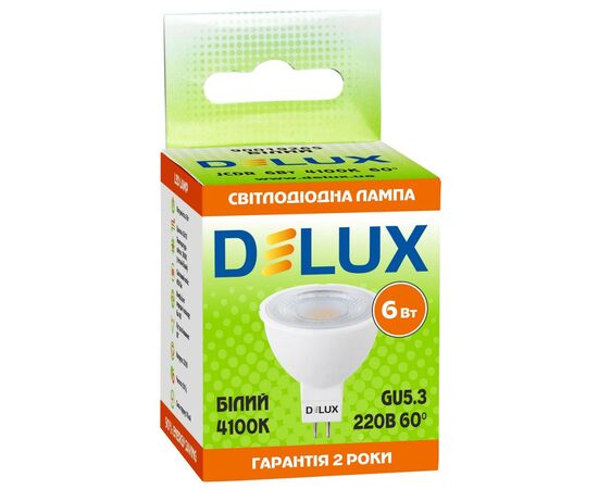Лампочка Delux JCDR 6Вт 4100K 220В GU5.3 (90019265), изображение 2 Лампочка Delux JCDR 6Вт 4100K 220В GU5.3 (90019265), изображение 2