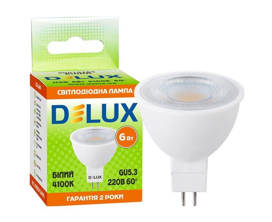 Лампочка Delux JCDR 6Вт 4100K 220В GU5.3 (90019265), изображение 3 Лампочка Delux JCDR 6Вт 4100K 220В GU5.3 (90019265), изображение 3