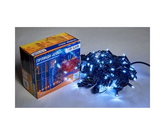 Гирлянда Delux ICICLE flash 108LED 2 х 1 м белый/черный IP44 EN (90012940), изображение 2 Гирлянда Delux ICICLE flash 108LED 2 х 1 м белый/черный IP44 EN (90012940), изображение 2