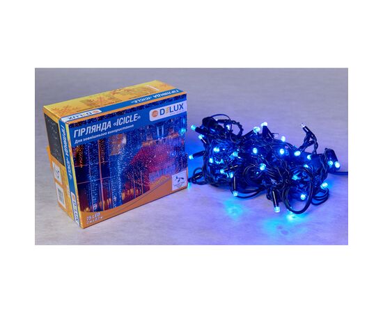 Гирлянда Delux ICICLE flash 75LED 2 х 0.7 м синий/черный IP44 EN (90012958), изображение 2 Гирлянда Delux ICICLE flash 75LED 2 х 0.7 м синий/черный IP44 EN (90012958), изображение 2