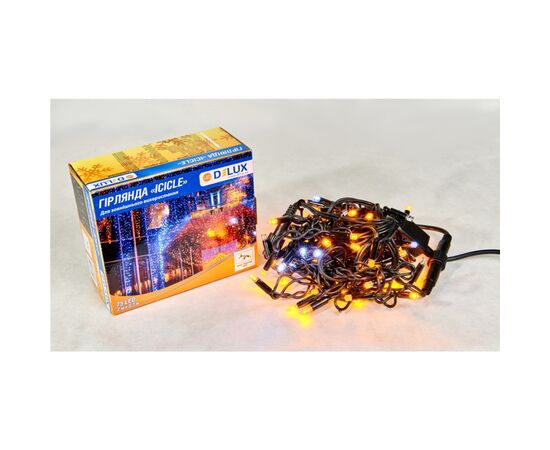 Гирлянда Delux ICICLE 75LED 2x0.7 м Белый flash Желтый/Черный IP44 (90015183), изображение 2 Гирлянда Delux ICICLE 75LED 2x0.7 м Белый flash Желтый/Черный IP44 (90015183), изображение 2