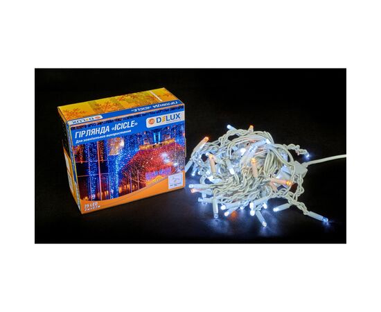 Гирлянда Delux ICICLE 100LED 2x0.7 м Желтый flash Белый/Белый IP44 (90015181), изображение 2 Гирлянда Delux ICICLE 100LED 2x0.7 м Желтый flash Белый/Белый IP44 (90015181), изображение 2