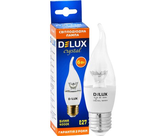 Лампочка Delux BL37B 6 Вт tail 4000K 220В E27 crystal 3шт (90016739), изображение 3 Лампочка Delux BL37B 6 Вт tail 4000K 220В E27 crystal 3шт (90016739), изображение 3