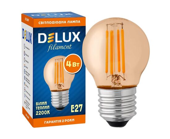 Лампочка Delux BL50P 4 Вт amber.filam.2200K 220В E27 (90018146), изображение 3 Лампочка Delux BL50P 4 Вт amber.filam.2200K 220В E27 (90018146), изображение 3