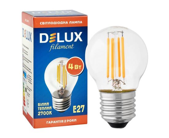Лампочка Delux BL50P 4 Вт filam.2700K 220В E27 (90003723), изображение 3 Лампочка Delux BL50P 4 Вт filam.2700K 220В E27 (90003723), изображение 3