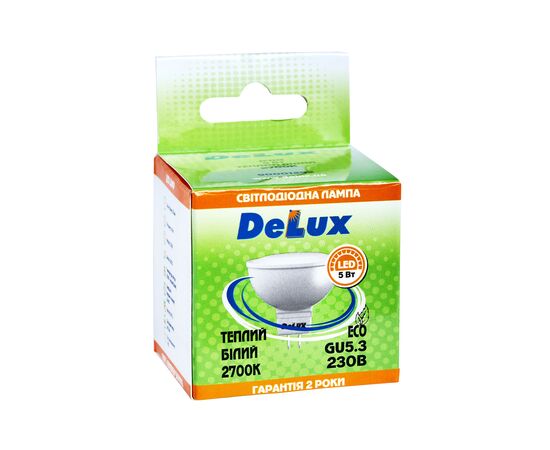 Лампочка Delux JCDR 5Вт 2700K 220В GU5.3 (90020567), изображение 2 Лампочка Delux JCDR 5Вт 2700K 220В GU5.3 (90020567), изображение 2