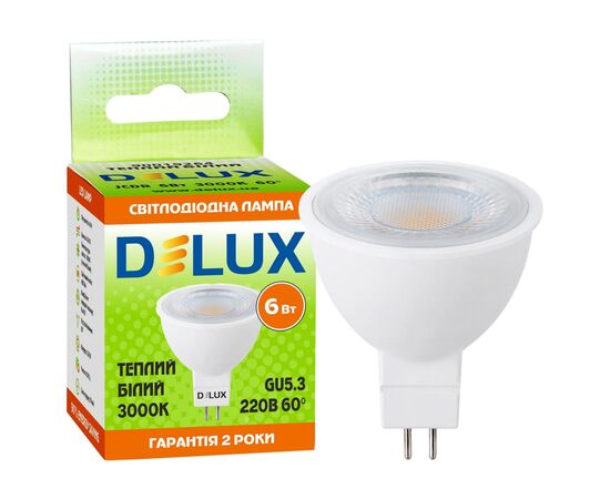 Лампочка Delux JCDR 6Вт 3000K 220В GU5.3 (90019264), изображение 3 Лампочка Delux JCDR 6Вт 3000K 220В GU5.3 (90019264), изображение 3