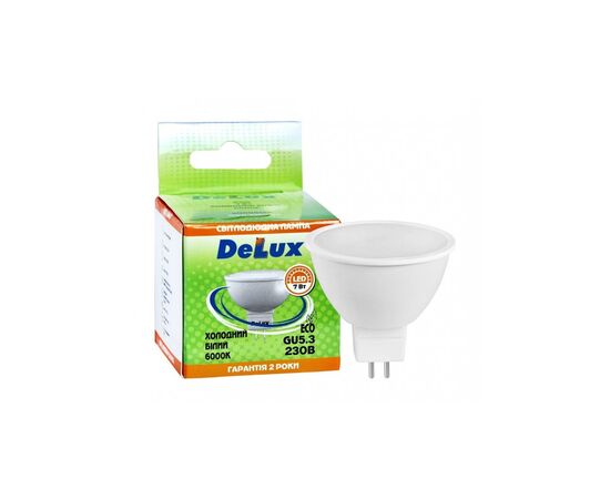 Лампочка Delux JCDR 7Вт 6000K 220В GU5.3 (90006129), изображение 2 Лампочка Delux JCDR 7Вт 6000K 220В GU5.3 (90006129), изображение 2