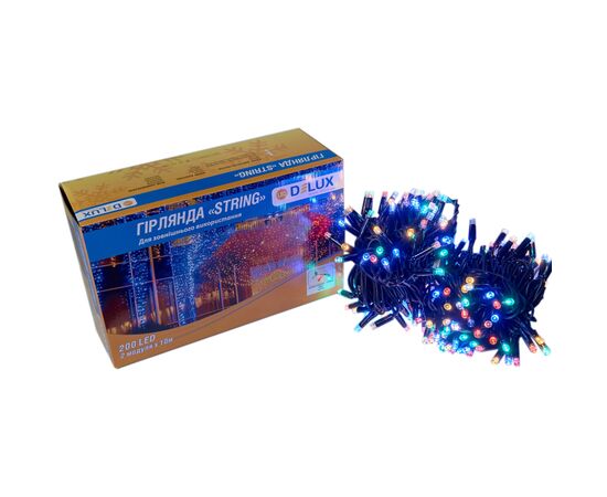 Гирлянда Delux STRING flash 200LED 20 м мульти/черный IP44 EN (90012980)