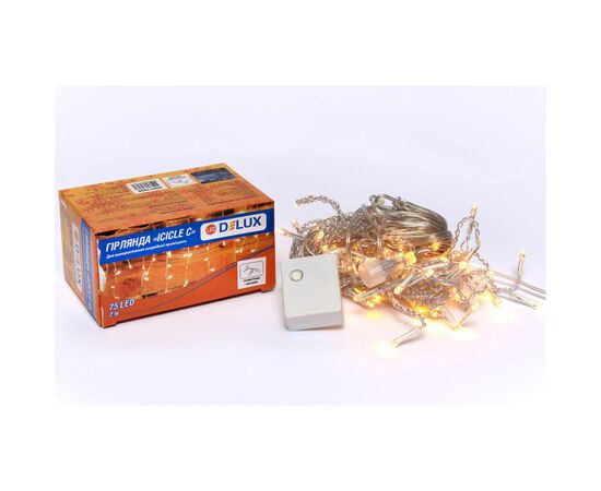 Гирлянда Delux ICICLE С 75LED 2х0.7 м теплый белый/прозрачный IP20 (90017986)