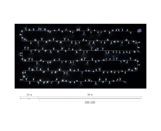 Гирлянда Delux STRING С 200 LED 10m белый/прозрачный IP20 (90017982), изображение 4 Гирлянда Delux STRING С 200 LED 10m белый/прозрачный IP20 (90017982), изображение 4