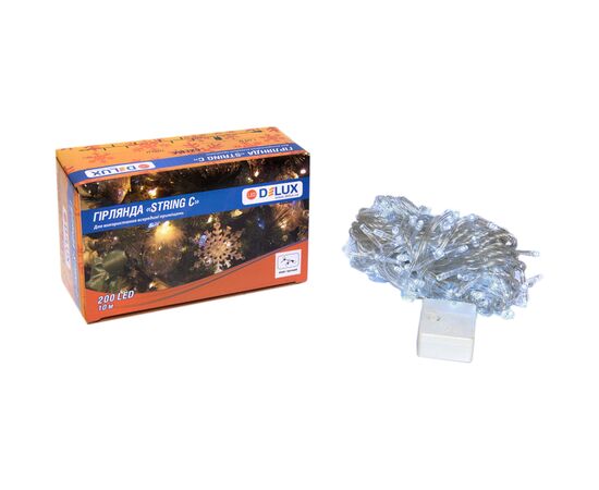 Гирлянда Delux STRING С 200 LED 10m белый/прозрачный IP20 (90017982)