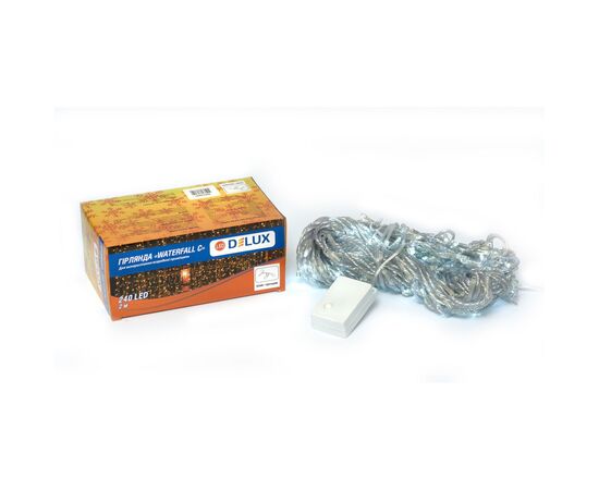 Гірлянда Delux Waterfall С 240LED 2х2 м білий/прозорий IP20 (90018001)