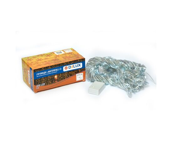 Гірлянда Delux Waterfall С 320LED 3х3 м білий/прозорий IP20 (90018007)