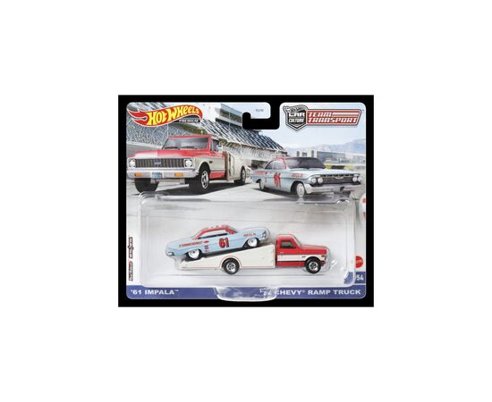 Машина Hot Wheels Коллекционная модель 61 Impala и транспортера 72 Chevy Ramp Truck серии Car Culture (FLF56/HKF40), изображение 7 Машина Hot Wheels Коллекционная модель 61 Impala и транспортера 72 Chevy Ramp Truck серии Car Culture (FLF56/HKF40), изображение 7