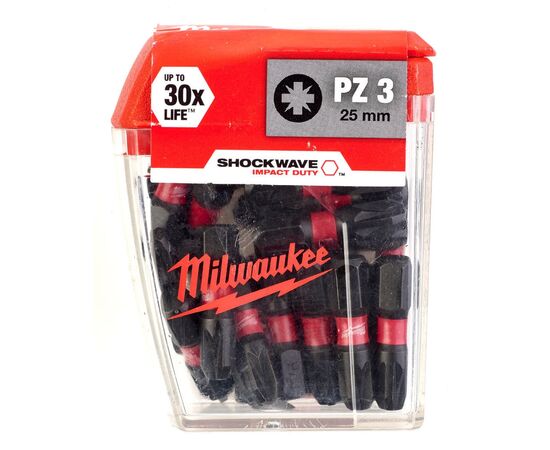 Набор бит Milwaukee SHOCKWAVE, PZ3, 25мм, 25шт (4932430869), изображение 4 Набор бит Milwaukee SHOCKWAVE, PZ3, 25мм, 25шт (4932430869), изображение 4