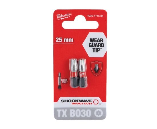 Набор бит Milwaukee SHOCKWAVE, TX BO30, 25мм, 2шт (4932471584), изображение 3 Набор бит Milwaukee SHOCKWAVE, TX BO30, 25мм, 2шт (4932471584), изображение 3