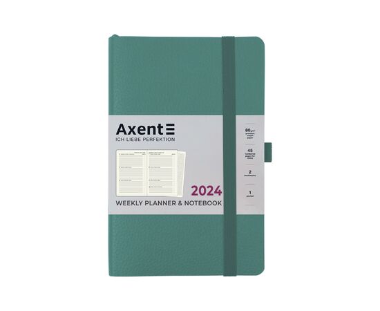 Тижневик Axent 2024 Partner Soft Skin 125 x 195 мм, сіро-лазурний (8509-24-48-A)