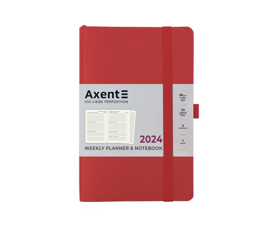 Тижневик Axent 2024 Partner Soft Skin 125 x 195 мм, червоний (8509-24-06-A)
