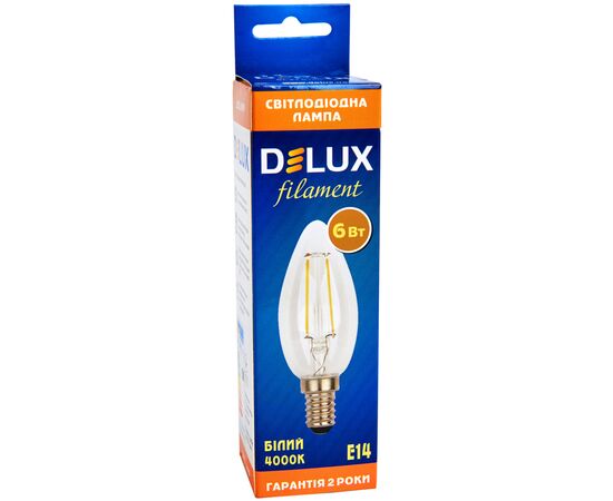 Лампочка Delux BL37B 6 Вт 4000K 220В E14 filament (90011684), изображение 4 Лампочка Delux BL37B 6 Вт 4000K 220В E14 filament (90011684), изображение 4