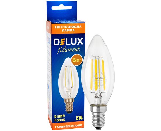 Лампочка Delux BL37B 6 Вт 4000K 220В E14 filament (90011684)