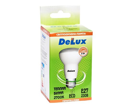 Лампочка Delux FC1 8 Вт R63 2700K 220В E27 (90001459), изображение 2 Лампочка Delux FC1 8 Вт R63 2700K 220В E27 (90001459), изображение 2