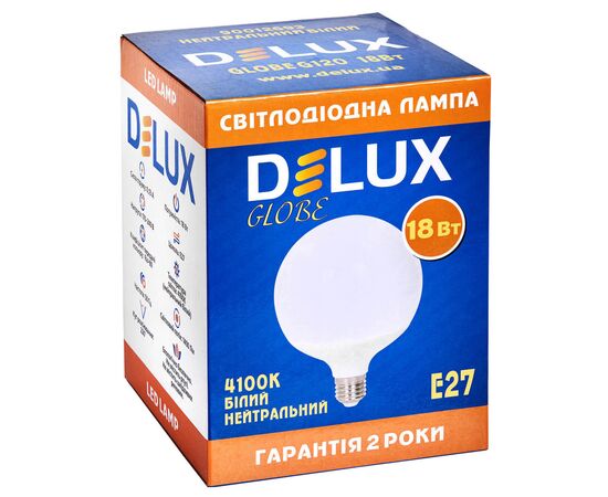 Лампочка Delux Globe G120 18w E27 4100K (90012693), зображення 2 Лампочка Delux Globe G120 18w E27 4100K (90012693), зображення 2