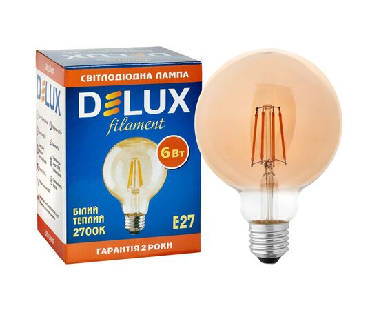 Лампочка Delux Globe G95 6Вт E27 2700К amber filament (90016727)