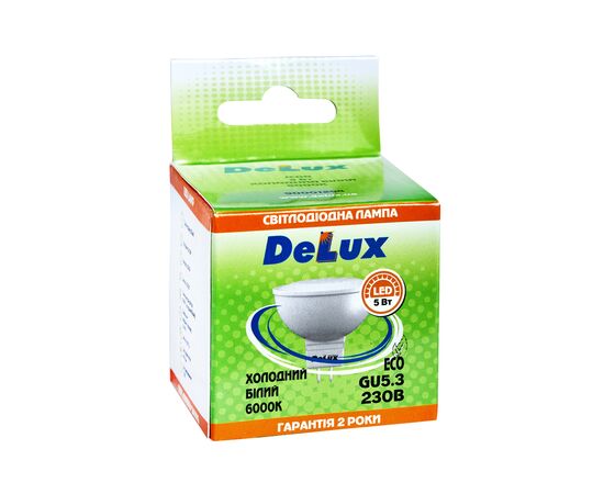 Лампочка Delux JCDR 5Вт 6000K 220В GU5.3 (90001294), изображение 2 Лампочка Delux JCDR 5Вт 6000K 220В GU5.3 (90001294), изображение 2