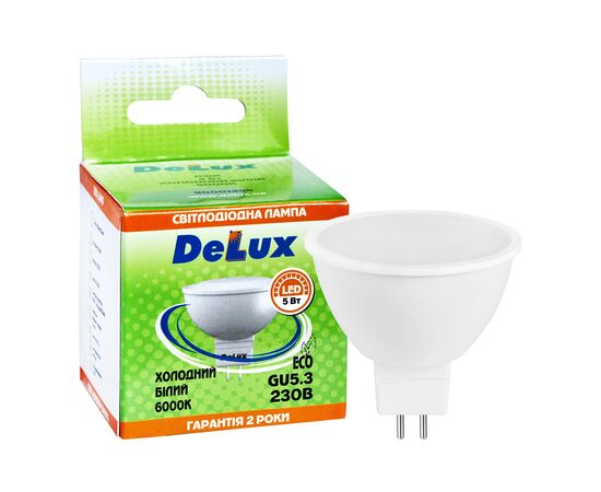 Лампочка Delux JCDR 5Вт 6000K 220В GU5.3 (90001294), изображение 3 Лампочка Delux JCDR 5Вт 6000K 220В GU5.3 (90001294), изображение 3