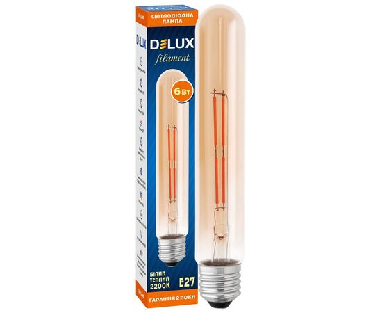Лампочка Delux LR-39 6Вт E27 2200К T30 amber_filament (90018154)