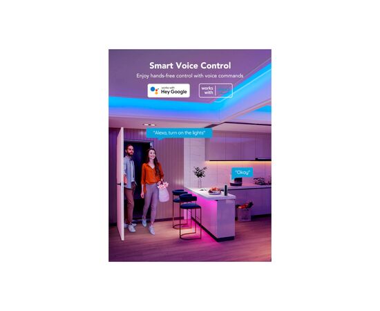 Светодиодная лента Govee RGB Smart Wi-Fi + Bluetooth LED Strip Lights 5м з мікрофоном Білий (H615A3A1), изображение 2 Светодиодная лента Govee RGB Smart Wi-Fi + Bluetooth LED Strip Lights 5м з мікрофоном Білий (H615A3A1), изображение 2