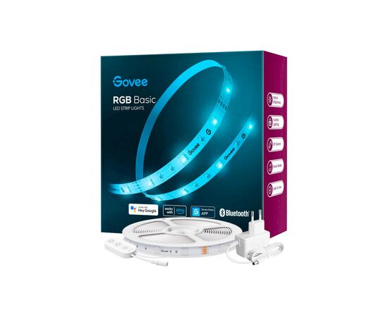 Светодиодная лента Govee RGB Smart Wi-Fi + Bluetooth LED Strip Lights 5м з мікрофоном Білий (H615A3A1), изображение 8 Светодиодная лента Govee RGB Smart Wi-Fi + Bluetooth LED Strip Lights 5м з мікрофоном Білий (H615A3A1), изображение 8