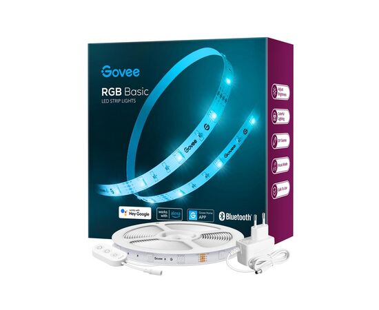 Світлодіодна стрічка Govee RGB Smart Wi-Fi + Bluetooth LED Strip Lights 5м з мікрофоном Білий (H615A3A1)