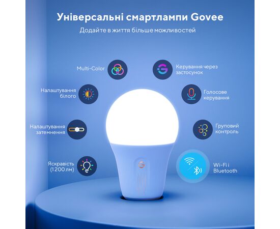 Умная лампочка Govee Smart WifiBLE Light Bulb Білий (H60093C1), изображение 3 Умная лампочка Govee Smart WifiBLE Light Bulb Білий (H60093C1), изображение 3