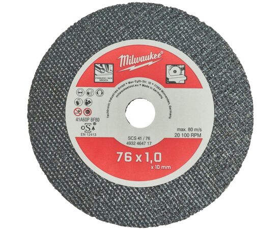 Круг отрезной Milwaukee по металлу SCS41/76; 76мм для M12 FCOT (4932464717), изображение 2 Круг отрезной Milwaukee по металлу SCS41/76; 76мм для M12 FCOT (4932464717), изображение 2