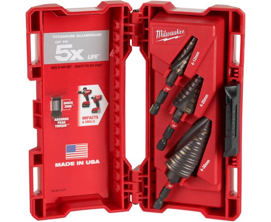 Набор сверл Milwaukee ступенчатых SHOCKWAVE Impact Duty, 3шт (48899266)