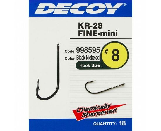 Крючок Decoy KR-28 Fine mini 08 (18 шт/уп) (1562.03.30), изображение 2 Крючок Decoy KR-28 Fine mini 08 (18 шт/уп) (1562.03.30), изображение 2