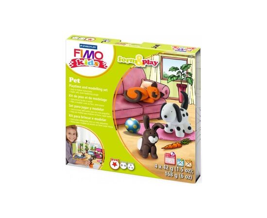 Набір для творчості Fimo Kids Домашні улюбленці 4 кольори х 42 г (4007817806036)