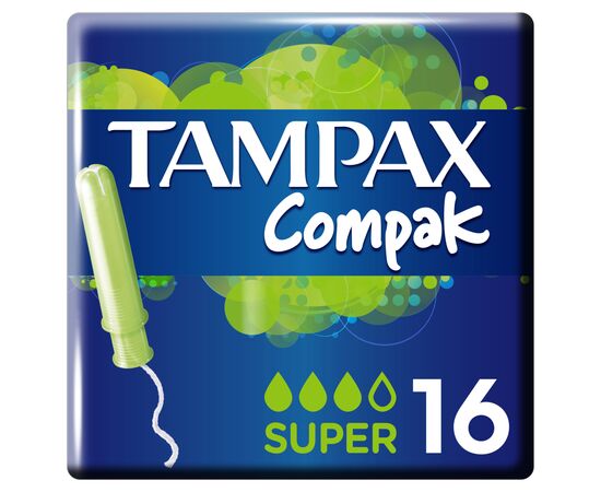Тампоны Tampax Compak Super с апликатором 16 шт (4015400219712), изображение 2 Тампоны Tampax Compak Super с апликатором 16 шт (4015400219712), изображение 2