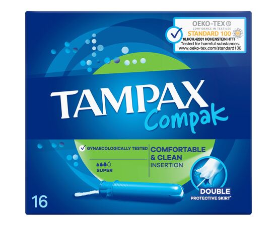 Тампоны Tampax Compak Super с апликатором 16 шт (4015400219712), изображение 3 Тампоны Tampax Compak Super с апликатором 16 шт (4015400219712), изображение 3